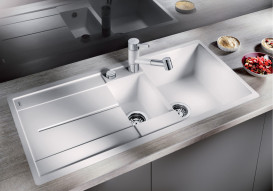 Мойка для кухни Blanco Metra 6 S-F 99х49 см SILGRANIT® PuraDur® мягкий белый 527118