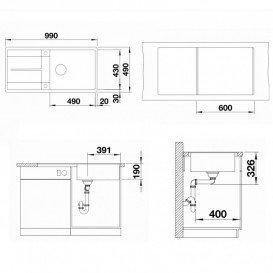 Мойка для кухни Blanco Metra XL 6 S-F 99х49 см SILGRANIT® PuraDur® вулканический серый 527308