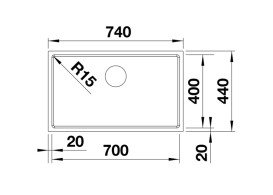 Мойка для кухни Blanco Quato 700-U под столешницу 74х44 см матовая нержавеющая сталь 528231