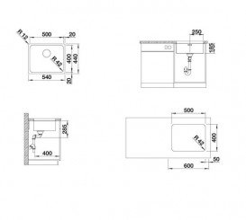 Мийка для кухні Blanco Solis 500-U 54х44 см під стільницю нержавіюча сталь 526122