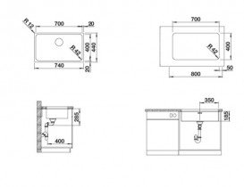 Мойка для кухни Blanco Solis 700-U 74х44 см под столешницу нержавеющая сталь 526125