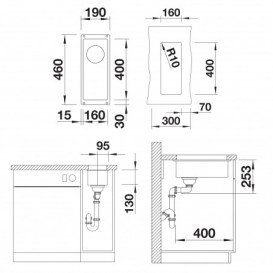 Мийка для кухні Blanco Subline 160-U 19х46 см SILGRANIT PuraDur® м'який білий 526802