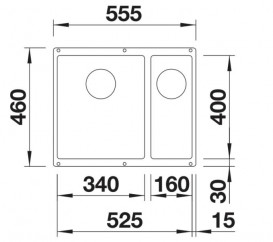 Мийка для кухні Blanco Subline 340/160-U 55,5х46 см SILGRANIT PuraDur® вулканічний сірий 527345
