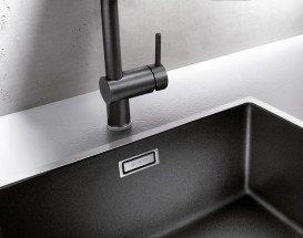 Мийка для кухні Blanco Subline 500-IF SteelFrame 54,3х44,3 см SILGRANIT PuraDur® чорний/сталевий кант 525998