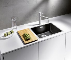 Мийка для кухні Blanco Subline 500-IF SteelFrame 54,3х44,3 см SILGRANIT PuraDur® чорний/сталевий кант 525998