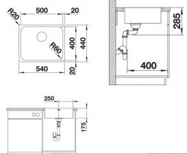 Мойка для кухни Blanco Supra 500-IF 54х44 см врезная нержавеющая сталь 526351