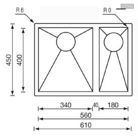 Мийка для кухні CM Filoquadra 61Х45 см Sottotop нержавіюча сталь 11912