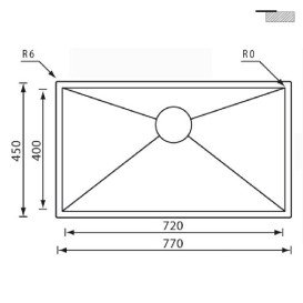 Мойка для кухни CM Filoquadra 77Х45 см Slim нержавеющая сталь 11906