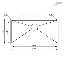 Миття для кухні CM Filoquadra 85Х45 см Sottotop нержавіюча сталь 1191А