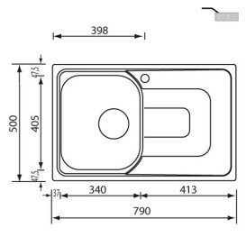Мийка для кухні CM Pizzica 79Х50 см нержавіюча сталь 11341