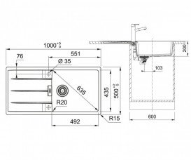 Мойка для кухни Franke Centro CNG 611-100 100х50 см Fragranite серый камень 114.0630.446