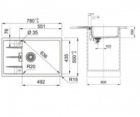 Мойка для кухни Franke Centro CNG 611-78 XL 78х50 см Fragranite черный матовый 114.0630.434
