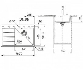 Мойка для кухни Franke Centro CNG 611-78 TL 78х50 см Fragranite бежевый 114.0630.467