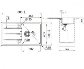 Миття для кухні Franke Centro CNG 611-86 86х50 см Fragranite сірий камінь 114.0630.442