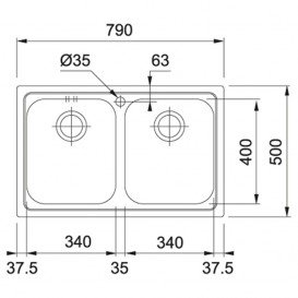 Мойка для кухни Franke Logica Line LLX 620-79 врезная двойная нержавеющая сталь полированная 101.0381.838