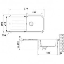 Мийка для кухні Franke Pebel PBG 611-97 врізна зворотний Fragranite графіт 114.0258.072
