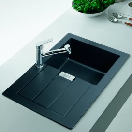 Мойка для кухни Franke Sirius SID 611-78 врезная оборотная с двумя отверстиями Tectonite черный 114.0498.003