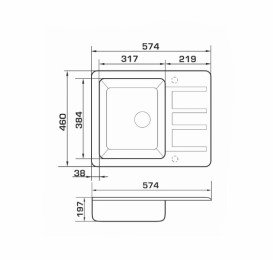 Мийка для кухні Granado Alanis 57,4х46 см нанограніт gris 2708
