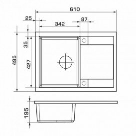 Мийка для кухні Granado Altea врізна 61х49,5 см нанограніт grafito 1309