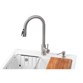 Мийка для кухні Granado Basic Artes 65х49,7 см із змішувачем та аксесуарами нанограніт white ksg1105