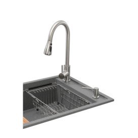 Мийка для кухні Granado Basic Estella 78х50 см із змішувачем та аксесуарами нанограніт графіт ksg0109