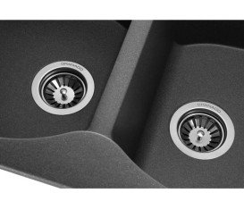 Мийка для кухні Granado Cordoba подвійна 77,5х49 см нанограніт графіт 1209