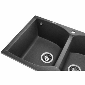 Мийка для кухні Granado Cordoba подвійна 77,5х49 см нанограніт графіт 1209