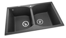 Мийка для кухні Granado Cordoba подвійна 77,5х49 см нанограніт графіт 1209