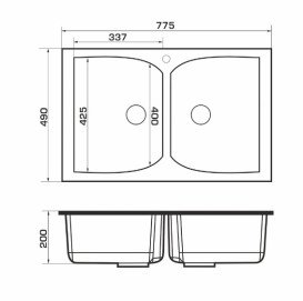 Мойка для кухни Granado Cordoba двойная 77,5х49 см наногранит gris 1208