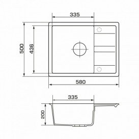 Мийка для кухні Granado Madrid врізна 58х50 см нанограніт grafito 1609