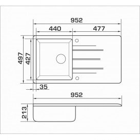 Мийка для кухні Granado Mora врізна 95,2х49,7 см нанограніт terra 2603