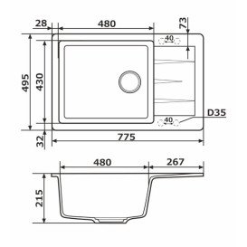 Мойка для кухни Granado Navia 77,5х49,5 см наногранит avena gr3802