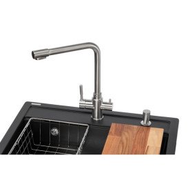 Мойка для кухни Granado Optimal Artes 65х49,7 см со смесителем и аксессуарами наногранит black shine ksg1201