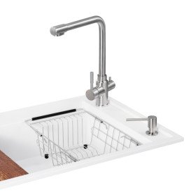 Мийка для кухні Granado Optimal Estella 78х50 см із змішувачем та аксесуарами нанограніт white ksg0205