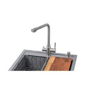 Мийка для кухні Granado Optimal Lerida 56х51 см із змішувачем та аксесуарами нанограніт grafito ksg2209