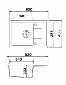 Мойка для кухни Granado Palma врезная 62х43,5 см наногранит gris 2008