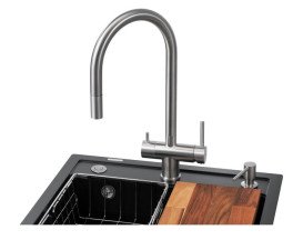 Мойка для кухни Granado Royal Lerida 56х51 см со смесителем и аксессуарами наногранит black shine ksg2301