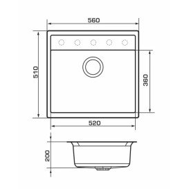Мийка для кухні Granado Royal Lerida 56х51 см із змішувачем та аксесуарами нанограніт grafito ksg2309