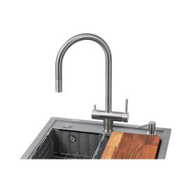 Мийка для кухні Granado Royal Lerida 56х51 см із змішувачем та аксесуарами нанограніт grafito ksg2309