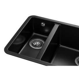Мийка для кухні Granado Under top double під стільницю 70,5х44,5 см нанограніт black shine gr3401