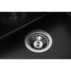 Мийка для кухні Granado Under top double під стільницю 70,5х44,5 см нанограніт black shine gr3401