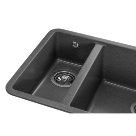 Мийка для кухні Granado Under top double під стільницю 70,5х44,5 см нанограніт графіт gr3409
