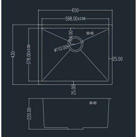 Мийка для кухні Granado Under top L під стільницю 65х43 см нержавіюча сталь S201 black GS09201B