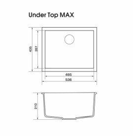 Мийка для кухні Granado Under top Max під стільницю 53,6х43,5 см нанограніт gris 3008