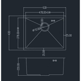 Мойка для кухни Granado Under top Max под столешницу 53х43 см нержавеющая сталь S304 millet GS07304M