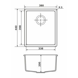 Миття для кухні Granado Under top Mini під стільницю 38х44 см нанограніт marron gr3906