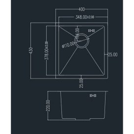 Мойка для кухни Granado Under top Mini под столешницу 40х43 см нержавеющая сталь S201 black GS10201B