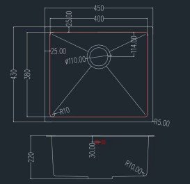 Мийка для кухні Granado Under top Mini під стільницю 45х43 см нержавіюча сталь S201 black GS08201B