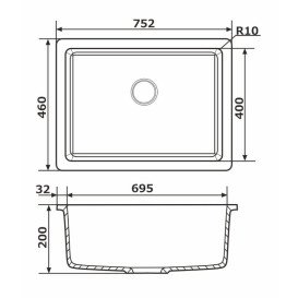 Мойка для кухни Granado Under top XL под столешницу 75,2х46 см наногранит white gr3705