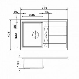Мийка для кухні Granado Valencia врізна 77,5х49,5 см нанограніт ivory 0704
